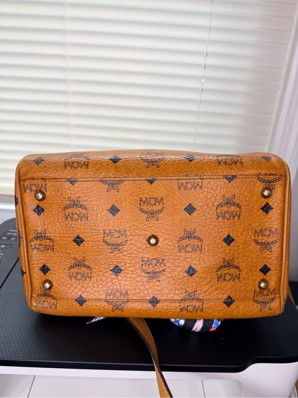 MCM Cognac Visetos Dome Satchel with Gold Hardware - Picture 5 of 12